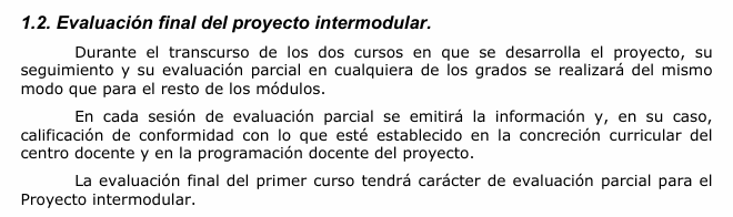 captura de pantalla con extracto de la normativa